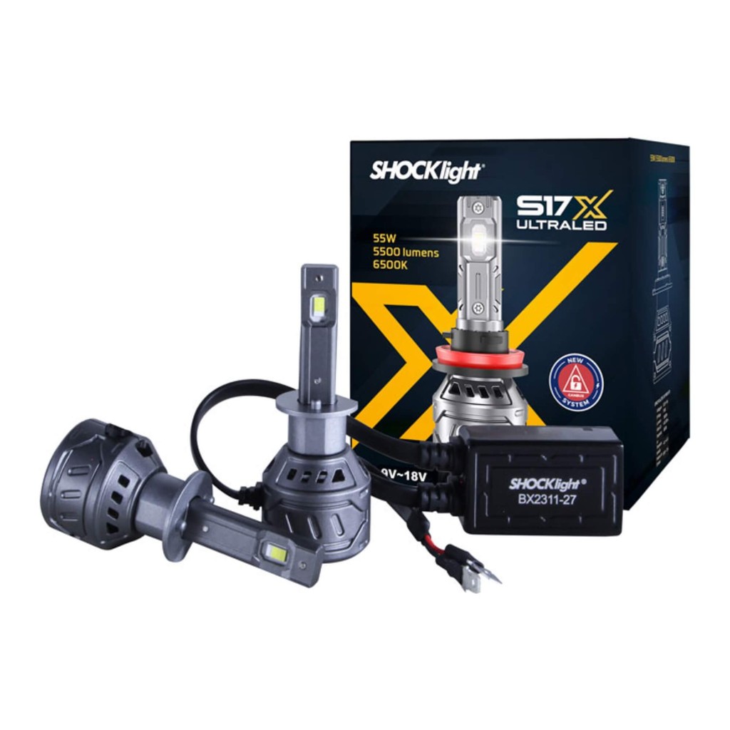 Par de Lâmpadas Ultraled S17X H1 6500K 5500 Lumens 9~18V Shocklight - SLL-170001X em Oferta na Shopee