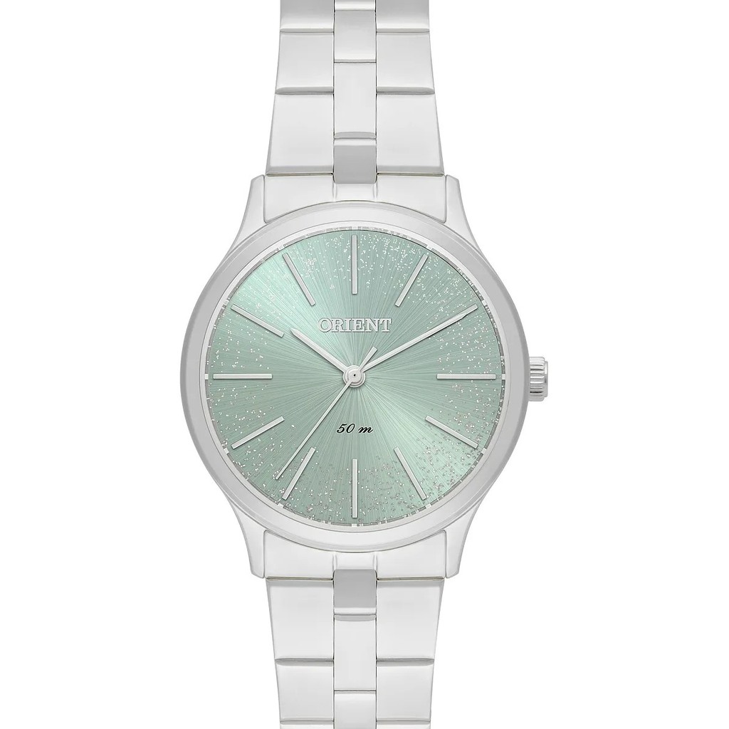 Relógio Orient Feminino Fbss0143 G1sx Prateado Fundo Cinza