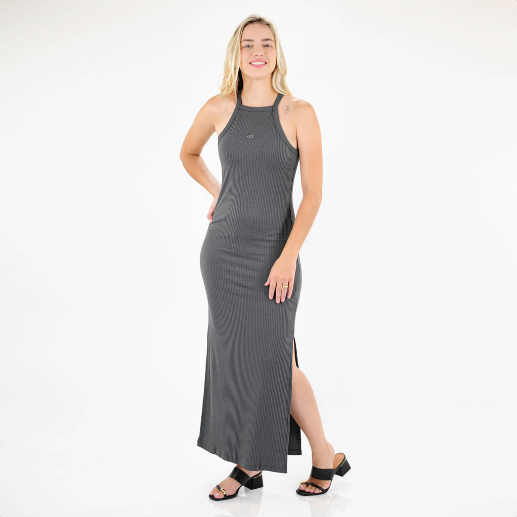 Vestido Colcci Longo Canelado Cinza - Feminino · foto 2