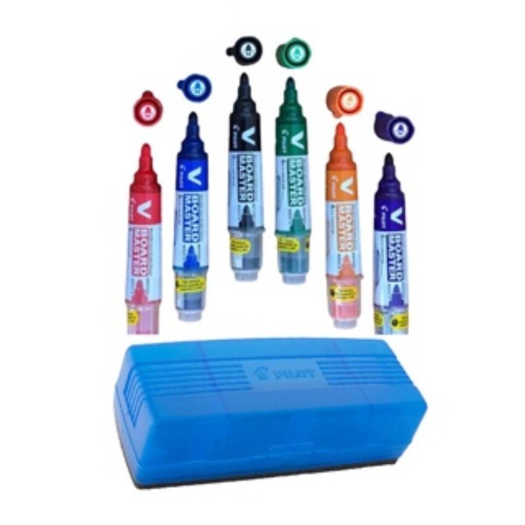 6 Marcadores Para Quadro Branco + Apagador Flip Top - PILOT em Oferta na Shopee