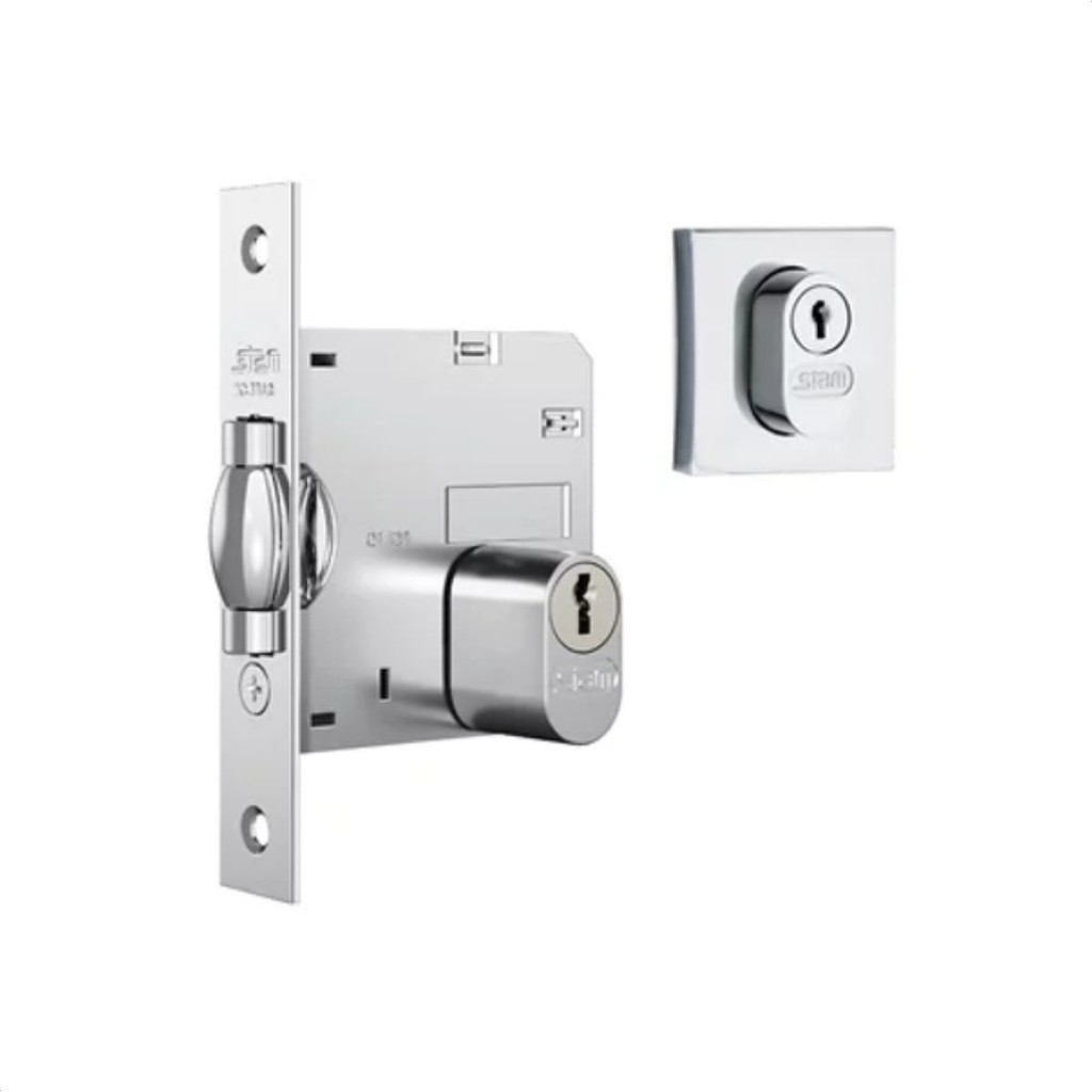 Fechadura Rolete Stam Para Porta Pivotante Acabamento Inox em Oferta na Shopee