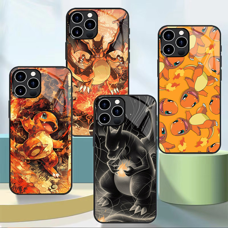 Pokemon Charmander 02 Capa De Telefone De Vidro Para Iphone 11 12 Mini 13 14 Plus 15 16 Pro Max