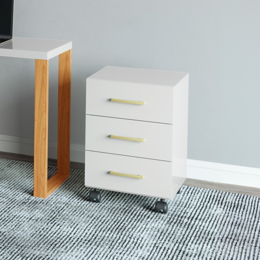 Gaveteiro 3 Gavetas Industrial Off White - Dalla Costa - Home & Living
