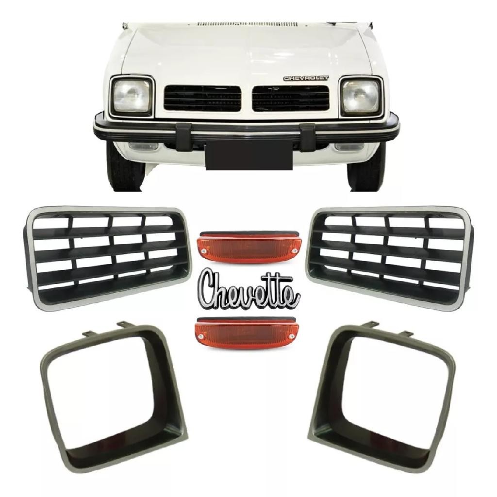 Kit Grade + Aro Farol + Pisca Chevette 1981 e 1982  Prata