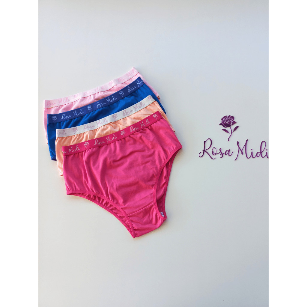Kit 5 Calcinha Plus Size Algodão com Elástico Exposto