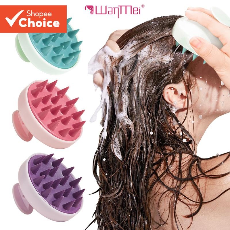 Escova De Shampoo De Cabelo De Silicone Macio Limpeza Caspa Massagem Seca/Molhada Couro Ca...