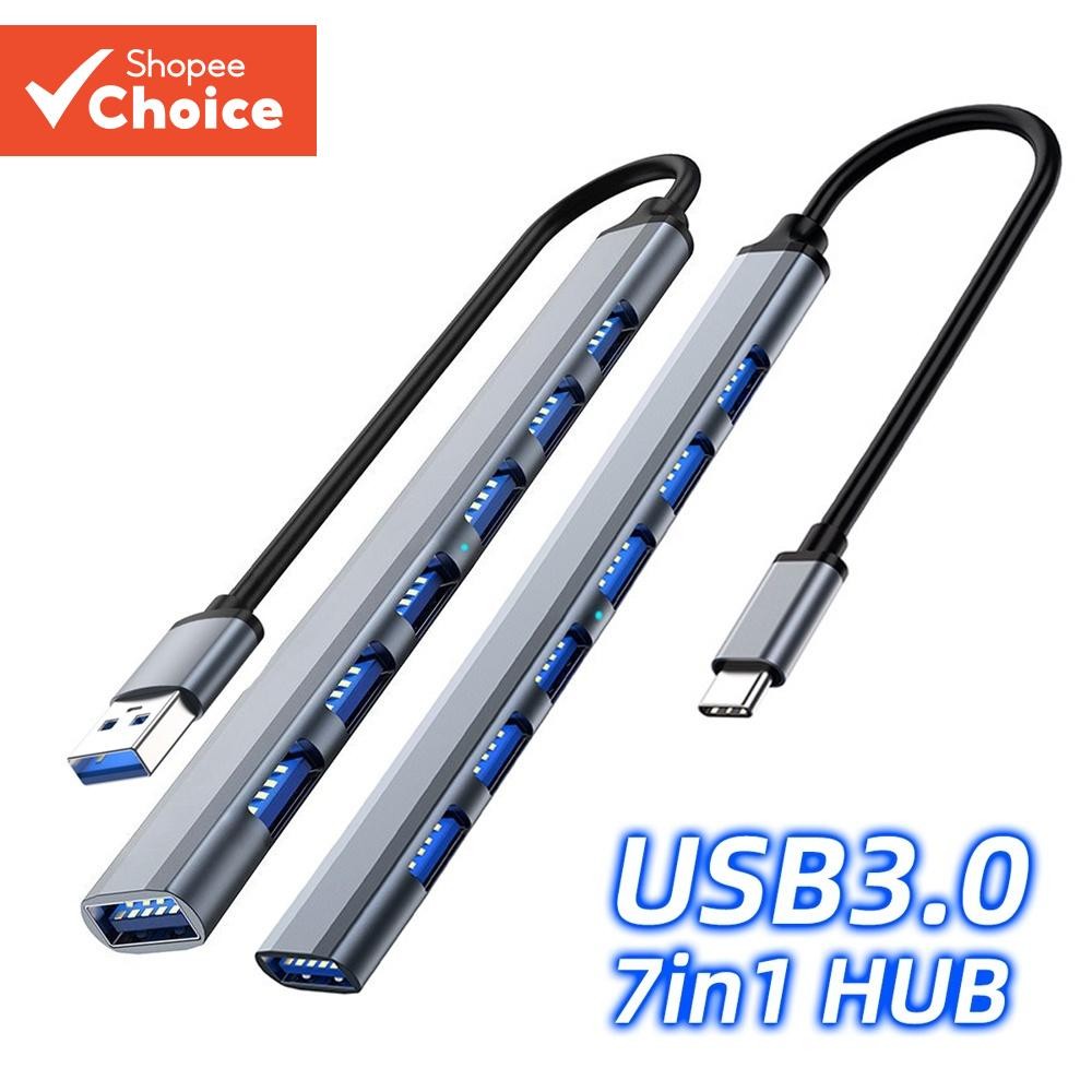 7 Em 1 USB3.0 HUB Type C Adaptador De Alimentação OTG De 4 E 7 Portas Para Macbook PC Laptop Estudo Office