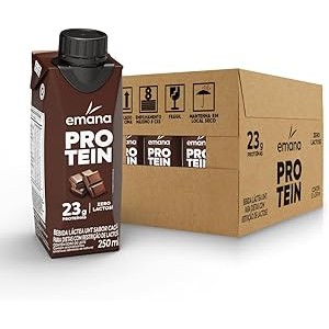 Kit 12 Bebida Láctea Sabor Cacau Emana 23g de Proteína 250ml