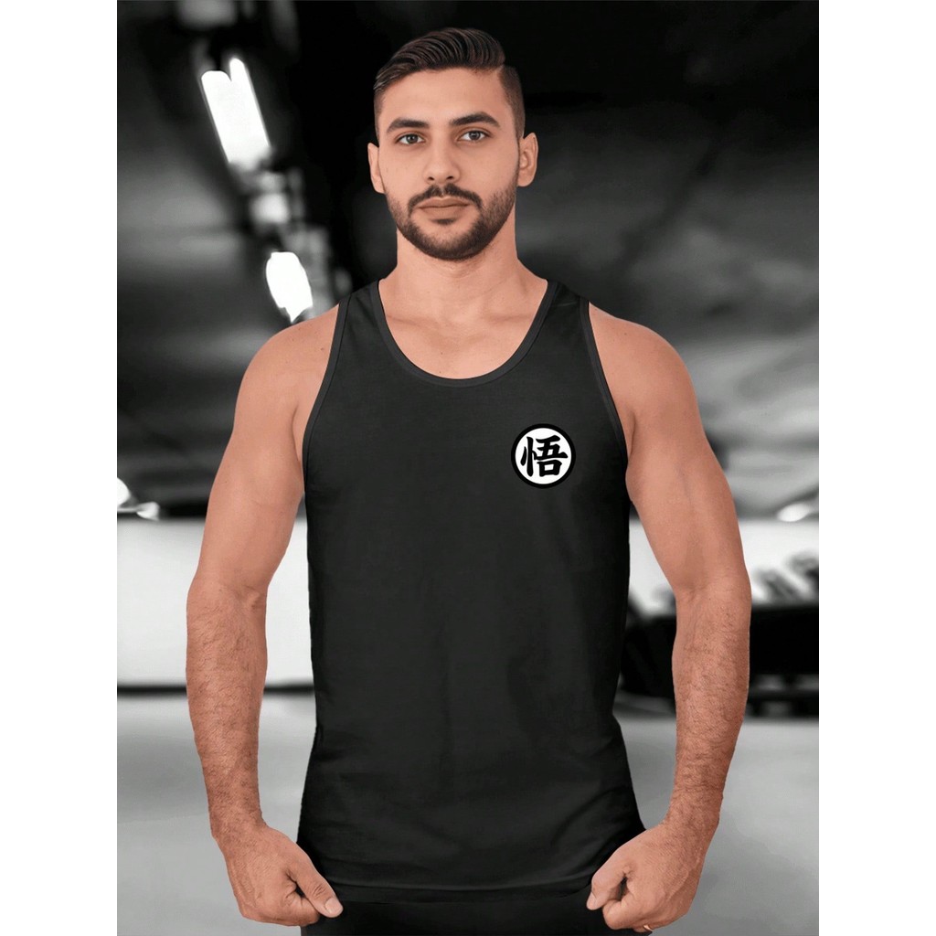 Camiseta Regata DBZ KANJI CLAS Camisa Regata De Algodão