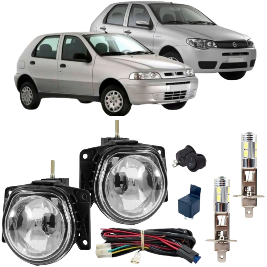 KIT FAROL MILHA LED FIAT PALIO G2 G3 2001 A 2015 VIDRO