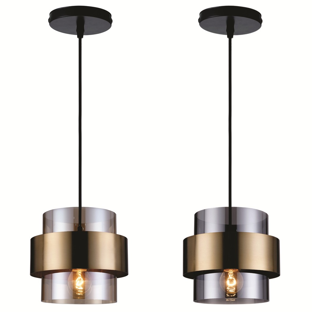 Lustre Pendente Arezzo em Vidro e Metal Escovado 18cm em Oferta na Shopee