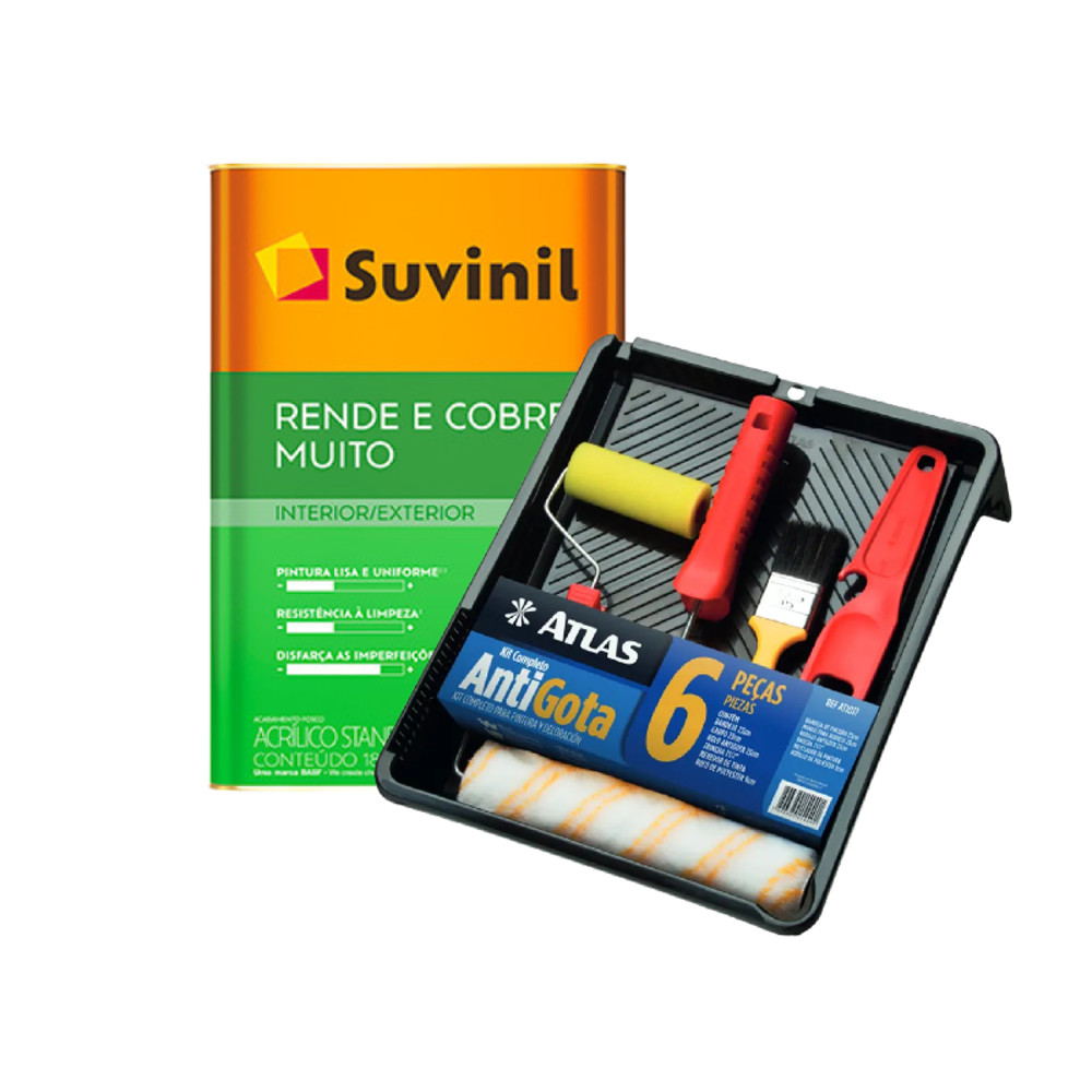Tinta Rende & Cobre Muito Branco 18L + Kit Pint 6 Pç Suvinil em Oferta na Shopee