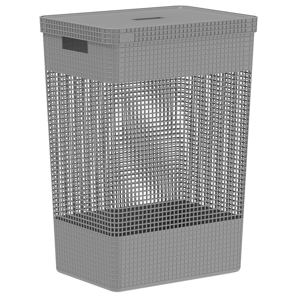 Cesto Roupa Suja Organizador Tampa Grid 49L Chumbo Organiza Brinquedos Lavanderia Moderno  Ou em Oferta na Shopee