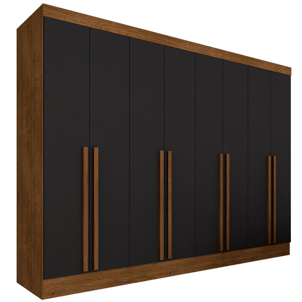 Guarda Roupa Casal Valentina 8 Portas 4 Gavetas Freijó/preto - Móveis Arapongas - Home & Living