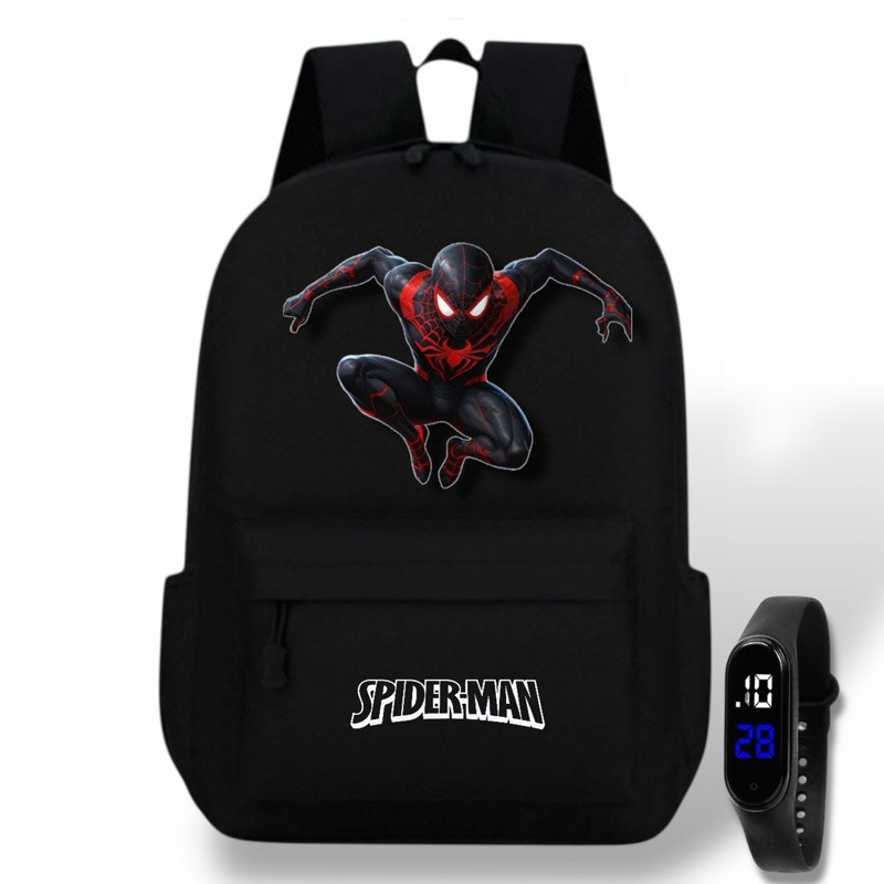 Mochila Infantil +Relogio Digital Masculina Escolar Spiderman Homen aranha espaçosa resistente envio imediato