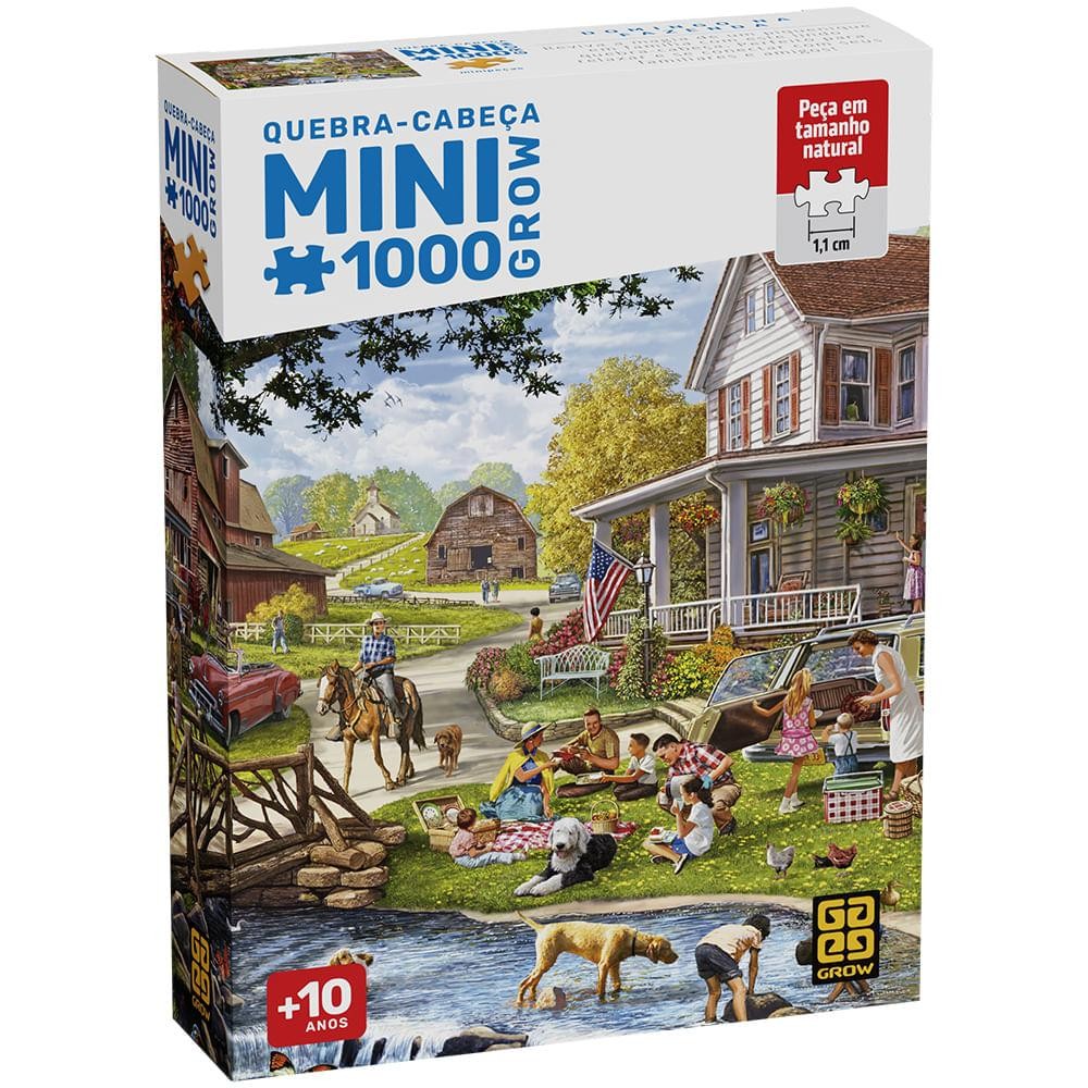 Mini Quebra-cabeça 1000 peças Domingo na Fazenda em Oferta na Shopee