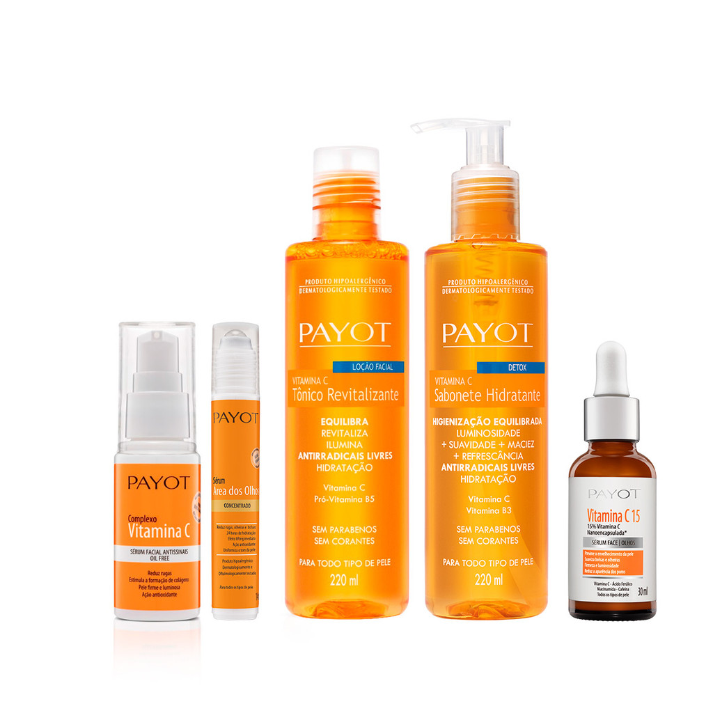 Kit Limpeza Tonificação e Trio Tratamento Séruns Vitamina C Payot em Oferta na Shopee