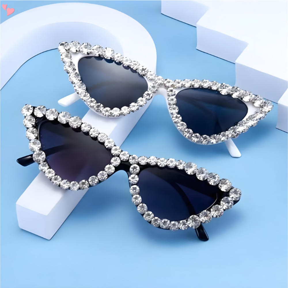 Óculos De Sol Olho De Gato De Cristal Brilhante Feminino Quadrado Strass Pérola Festa Diamante Bling Punk Eyewear em Oferta na Shopee