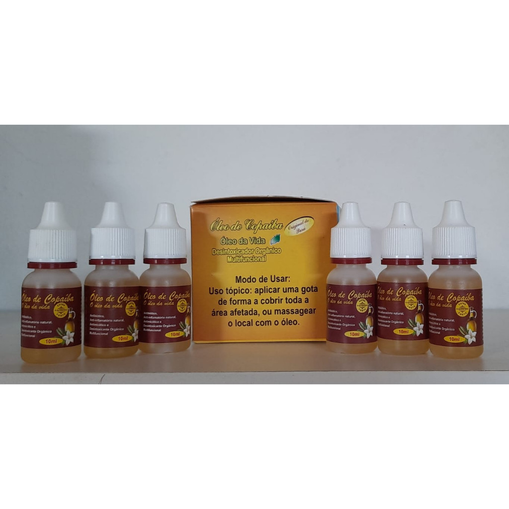 kit com 6 unidades óleo de copaíba desintoxicador 10 ml