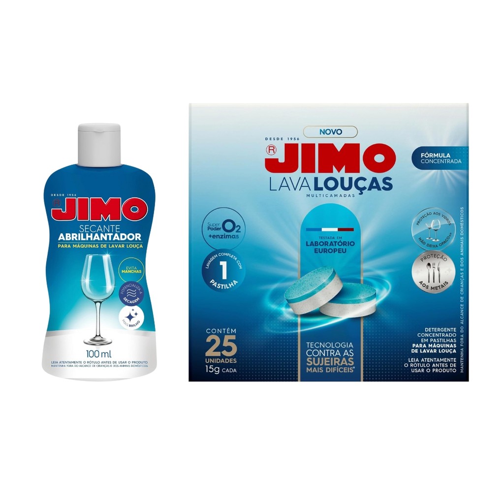 JIMO Lava-Louças p/ Máquina 25 Pastilhas + Secante