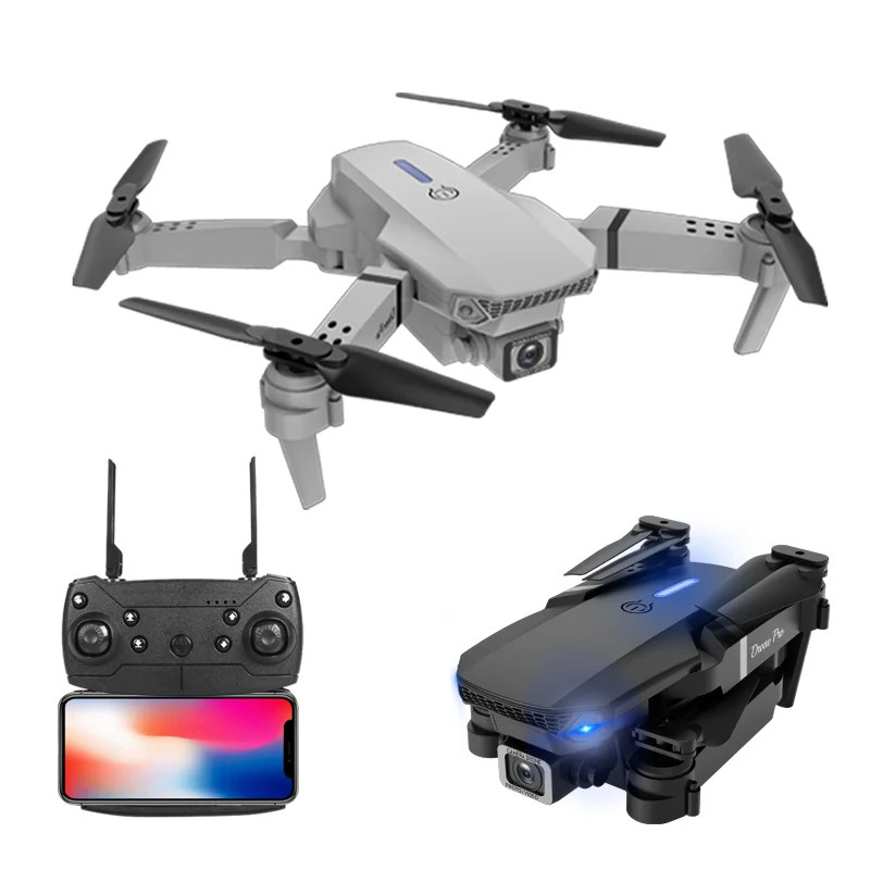 Drone E88 Pro Câmera HD Wi-Fi FPV Dobrável – 1 Até 3 Baterias + Bag