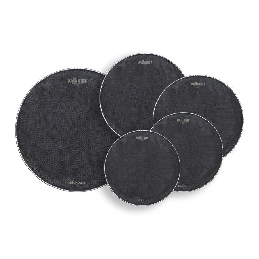 Kit de Peles Williams SoundLess Silent Mesh 20¨ bumbo, 10¨, 12¨, 14¨, 14¨ (caixa) estude em silêncio