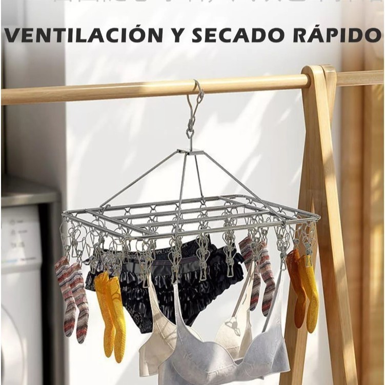 Varal 8/10/20/40 Prendedores Roupa Bebe Calcinha Cueca Dobrável Inox em Oferta na Shopee