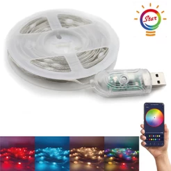 Pisca pisca LED 3030 5v Usb Musical RGB aplicativo bluetooth prova d'água Decoração Natal Ano Novo