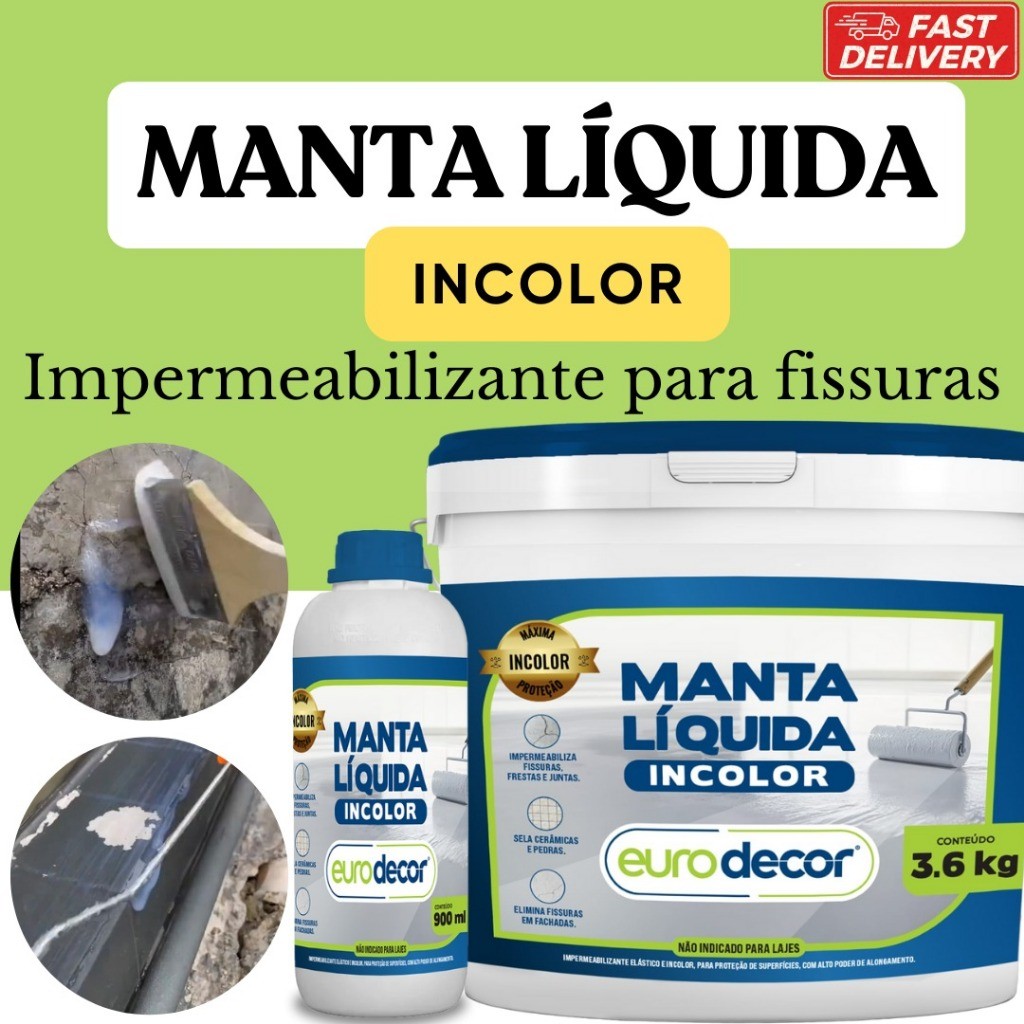 Manta Líquida Incolor 8KG Impermeabilizante  Telhados e Calhas 8kg e 3.6kg