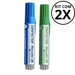 Kit com 2 Marcadores Para Quadro Branco - COMPACTOR COR:AZUL + VERDE