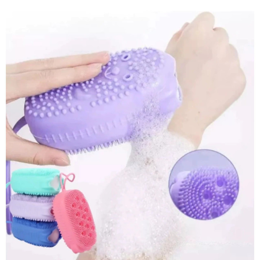 Esponja Para Banho Com Porta Sabão Escova Bucha De Silicone - Sortida 