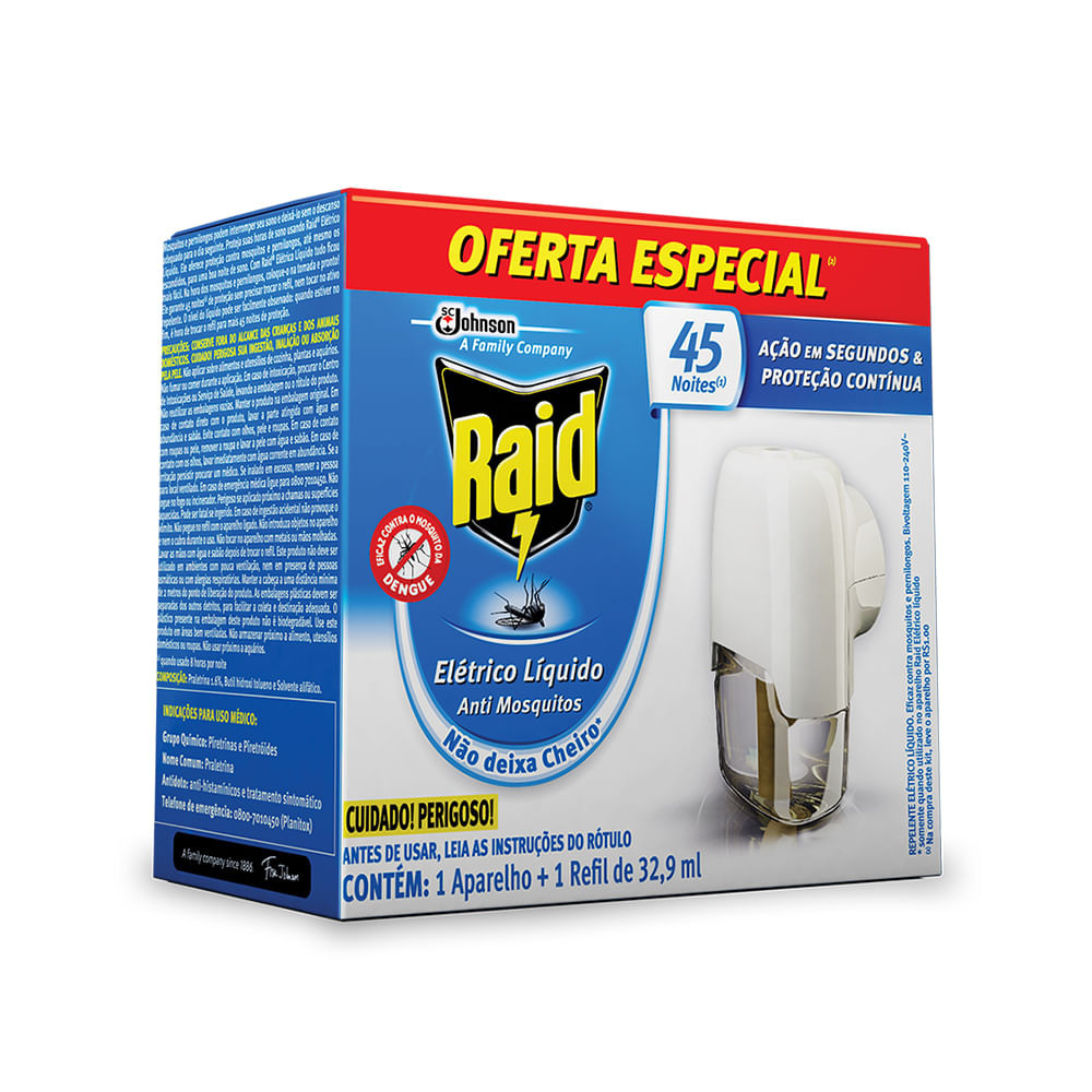 Repelente Elétrico + refil 45 noites Raid 1 unidade em Oferta na Shopee