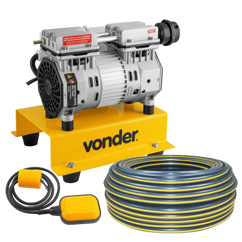 Motocompressor para Poço Artesiano até 50 Metros Vonder + Boia Automática + 100 Metros de Tubo