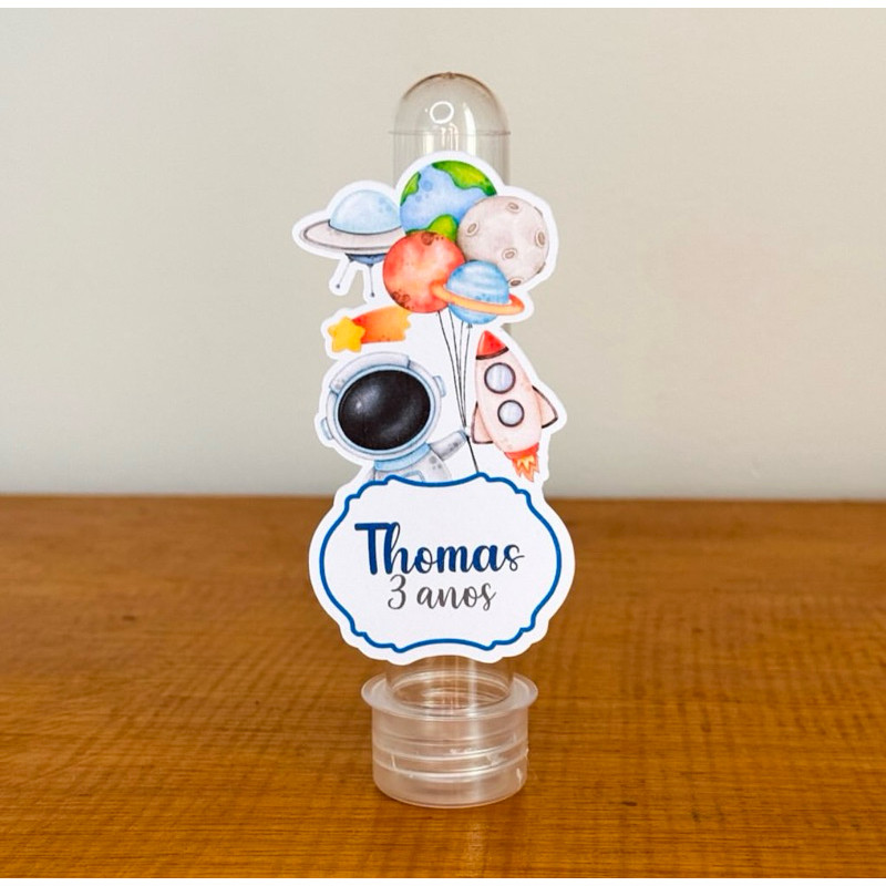 Apliques para Tubetes ASTRONAUTA MENINO / Tags com Nome / Personalizados para Lembrancinhas de Aniversário Infantil
