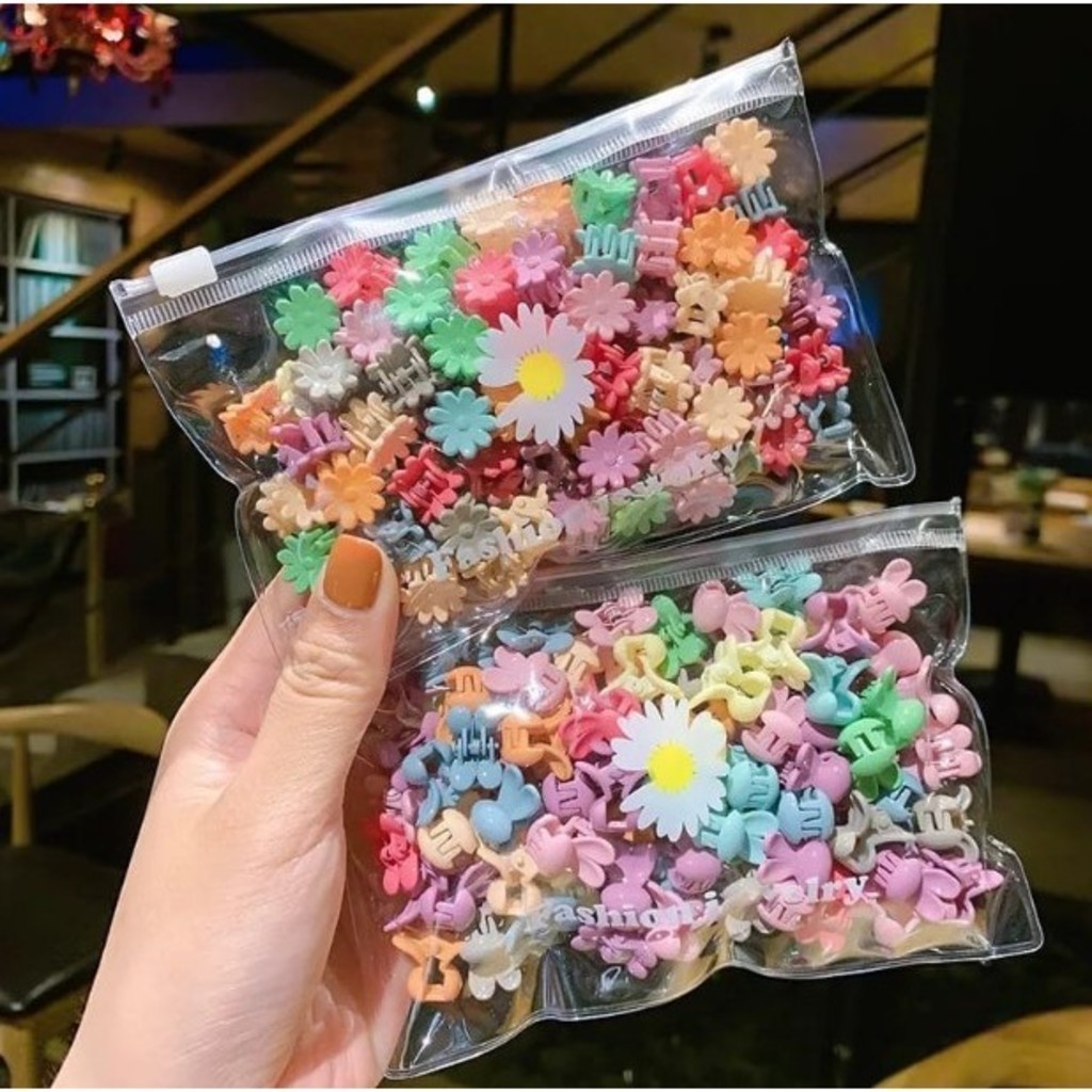 ANA1108 KIT 50/100/200unidades Candy Color Mini Small Grab Clip Children's Hair Accessories Hair Claw Cute Girl Princess em Oferta na Shopee