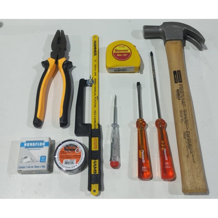 Kit Ferramentas 9 Peças Multifuncional Doméstico Portátil Reparos Casa