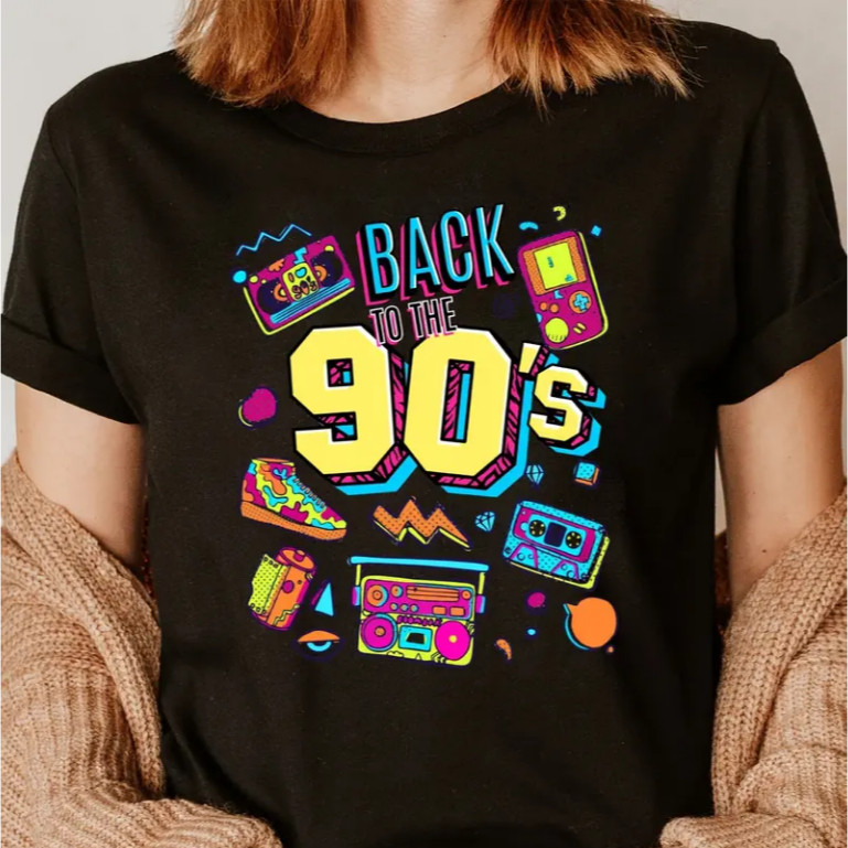 [Camiseta Premium em Algodão Puro]SISI Camiseta T-shirt Unissex Algodão Back To The anos 90's em Oferta na Shopee