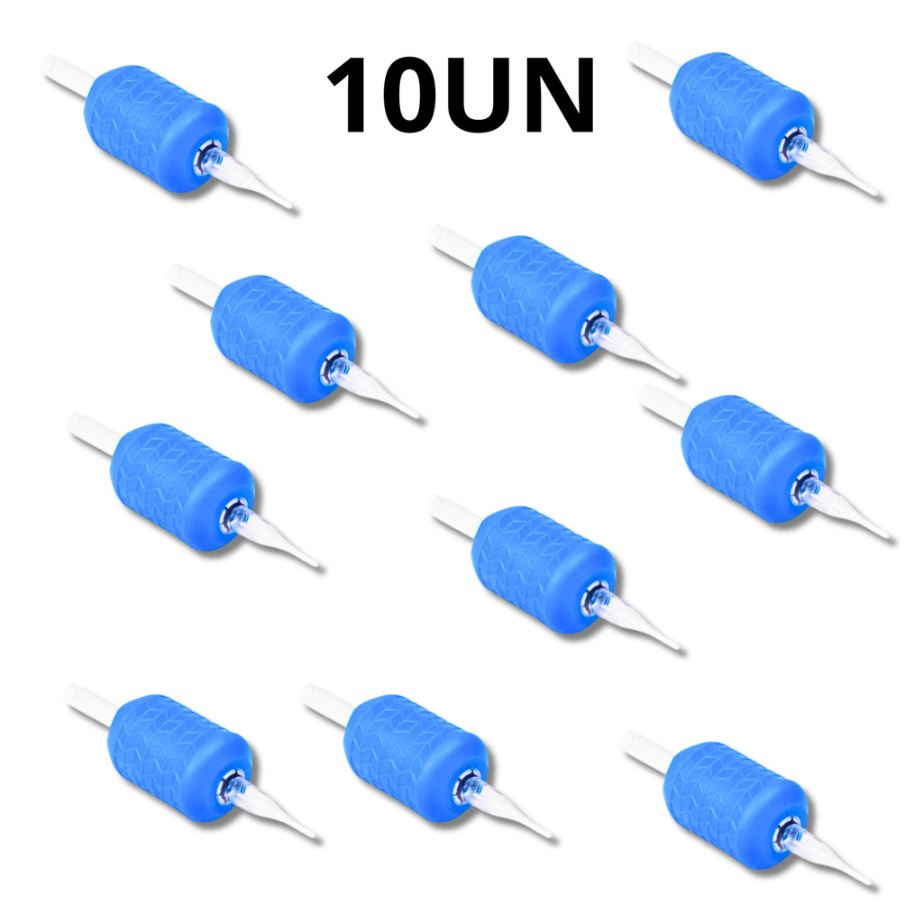 Biqueiras Descartáveis Kit 10 Unidades Electric Ink Tattoo Grip 30mm Tatuagem | Bico Transparente Com NF | Envio Rápido