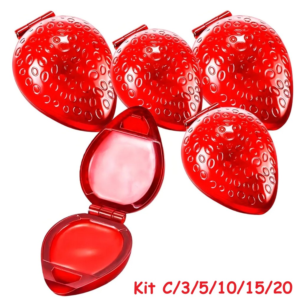 Kit Brilho Formato Morango Batom Balm Gloss Atacado Cor Rosa