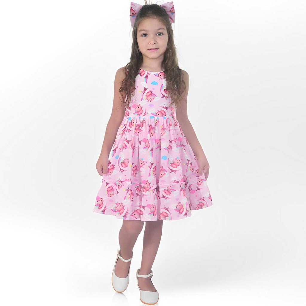 Vestido Infantil Capivara Charmosa Rosa Mini Fashionista