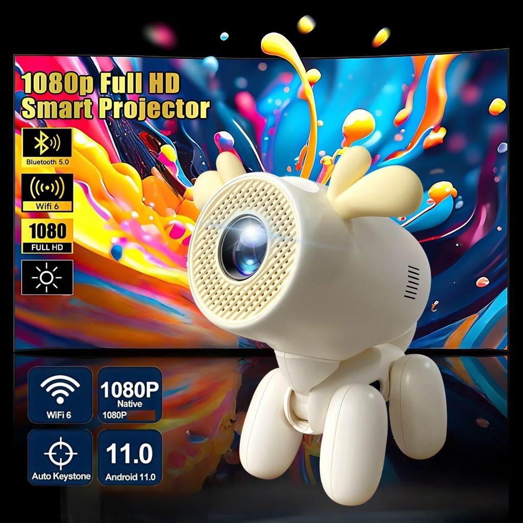 Projetor portátil para casa – quarto, sala, espelhamento por celular, ideal para crianças e estudantes