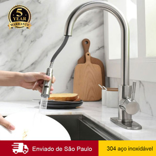 Torneira Cozinha Bancada Gourmet Extensível Misturador Inox 304 Cor Prateado em Oferta na Shopee