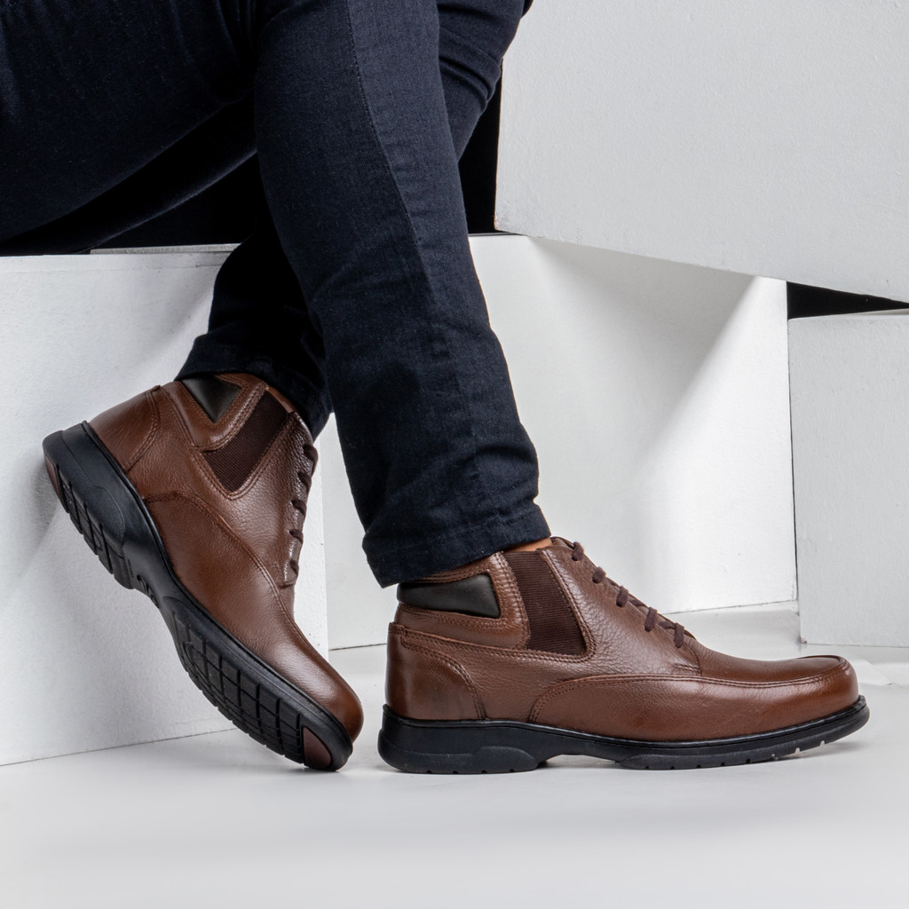 Bota Casual Masculina Couro Legítimo Anatômica Flex Caparellus - 51601 - Mouro