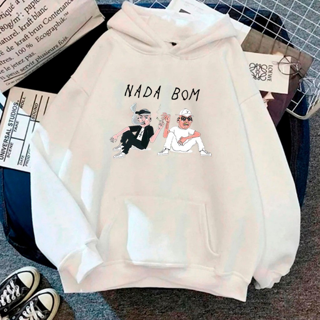 Moletom Canguru Algodão Blusa Inverno Casaco Capote Stylo Confortável Rap musica Hip Hop Drip Álbum Hip-Hop Nada Bom RR