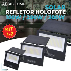 variação de 1 a 2 itens Refletor Solar Led 300w 200W 100W Placa Solar Luz Fria Prova Dágua Ajustável Dobrável Controle