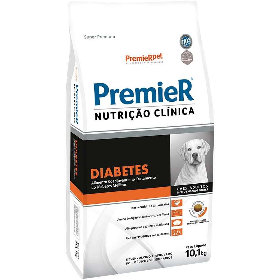 Ração Premier Diabetes Cães de Raças Médias e Grandes - 10,1kg