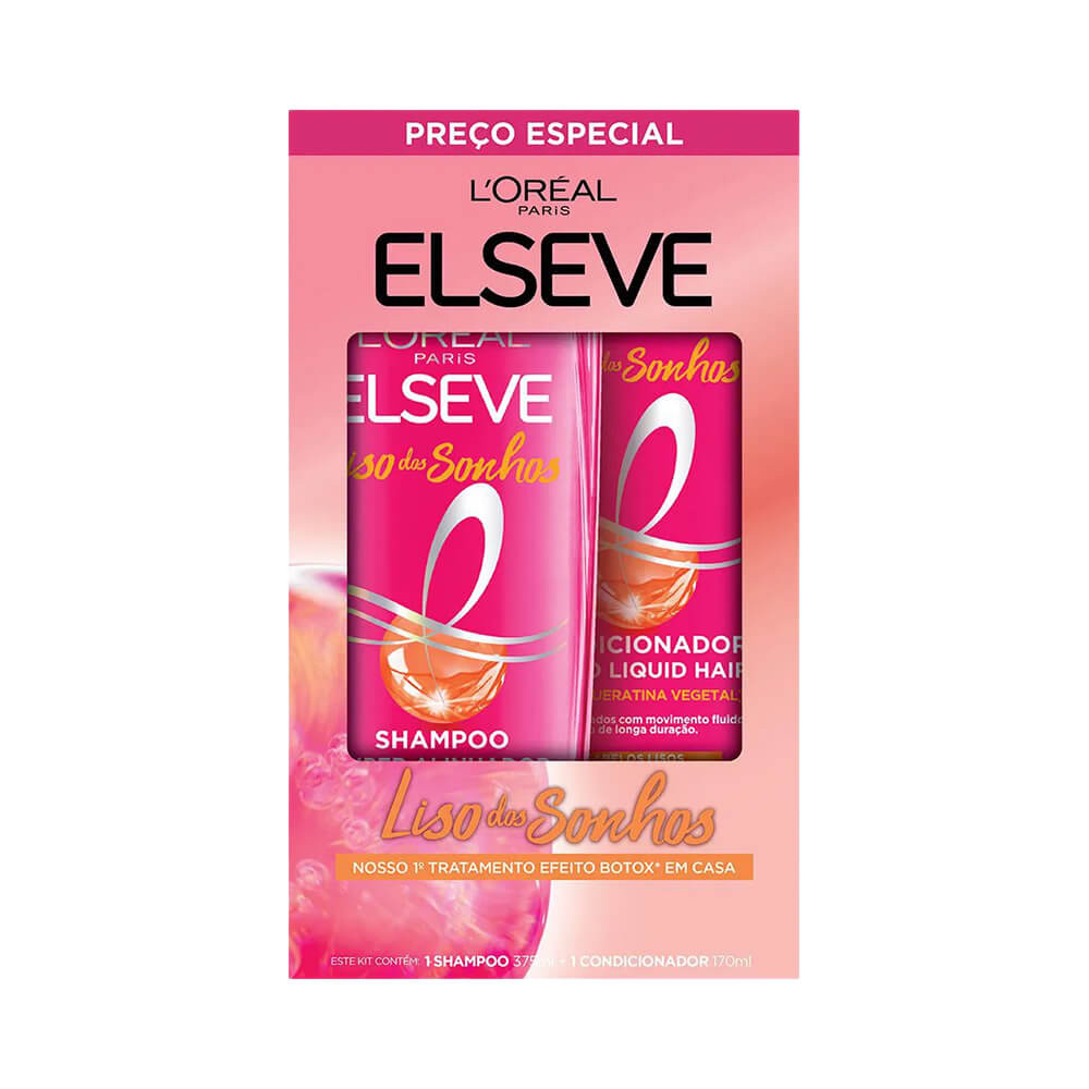 Kit Elseve Liso dos Sonhos Shampoo 375ml + Condicionador 170ml em Oferta na Shopee