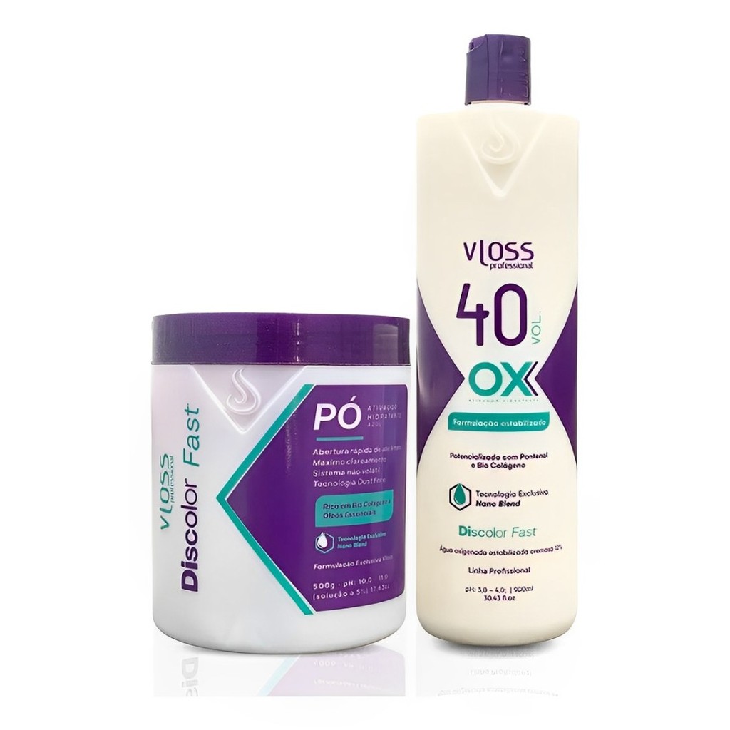 Vloss Pó Descolorante Discolor Fast Azul + Ox 40 Vol