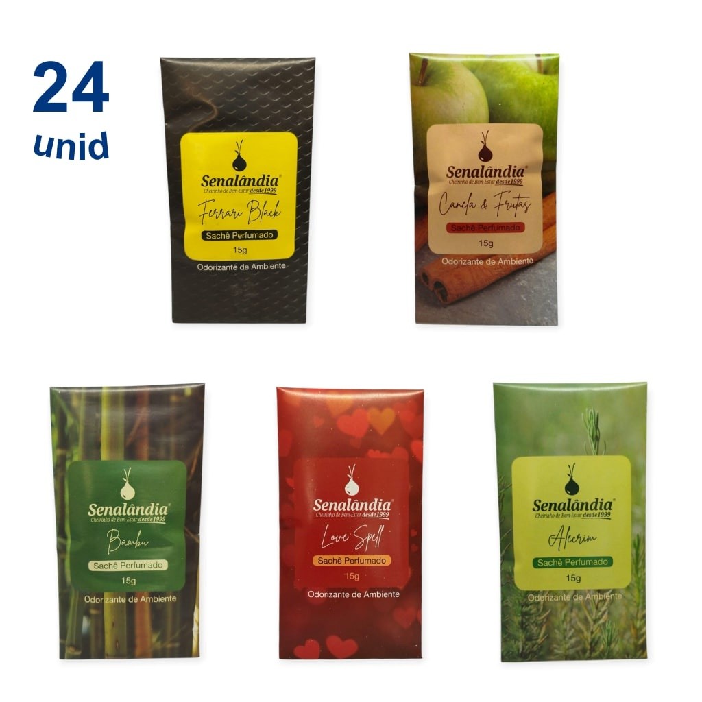 Kit 24 Sachê Perfume Roupa Gaveta Guarda Roupa Armário Novos Aromas Odorizador Senalândia - Envio Já