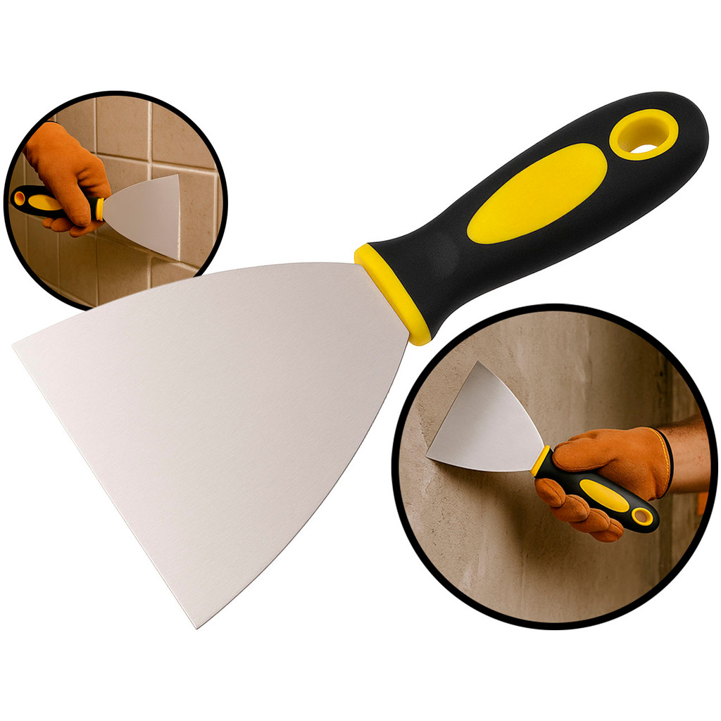 Espátula Inox Gesseiro Pintor Construção Aplicar Remover Massa Corrida 6 Polegadas Hutz	 em Oferta na Shopee